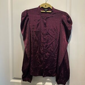 Express Statement Shoulder Blouse Plum Purple